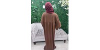 Structured brown puff-sleeve abaya